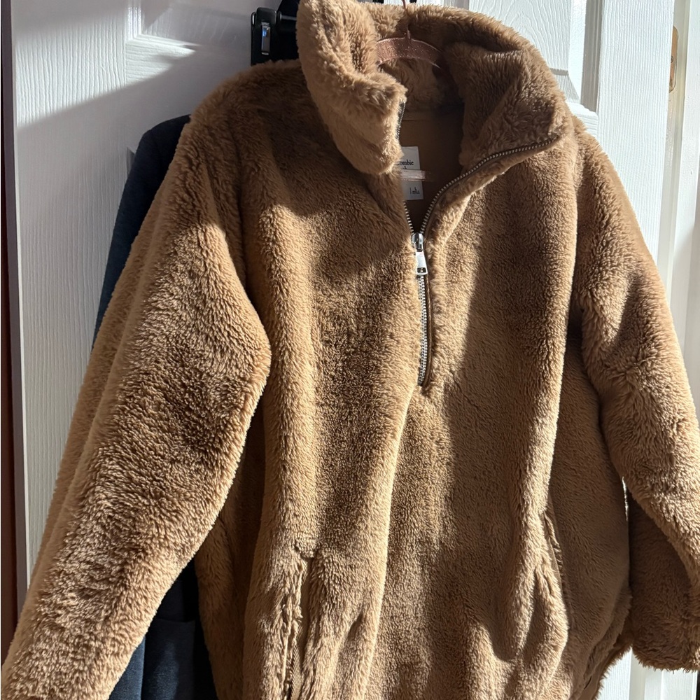 Abercrombie & Fitch Brown Faux Fur Sweater Zip